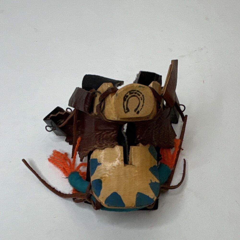 Miniature Model Horse Saddle Leather Felt Metal Tack w/ Stirrups Blue/Orange